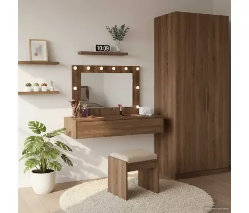 Riietumislaud Peeglituledega Pruun 100 X 40 X 70 Cm Tehispuit