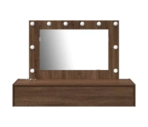 Riietumislaud Peeglituledega Pruun 100 X 40 X 70 Cm Tehispuit