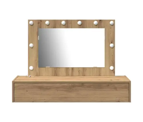 Sienā Pakaramais Tualetes Galds Ar Led Gaismām Amatnieku Ozolā Vidaxl