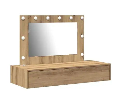 Sienā Pakaramais Tualetes Galds Ar Led Gaismām Amatnieku Ozolā Vidaxl