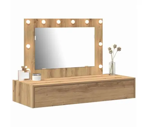 Sienā Pakaramais Tualetes Galds Ar Led Gaismām Amatnieku Ozolā Vidaxl