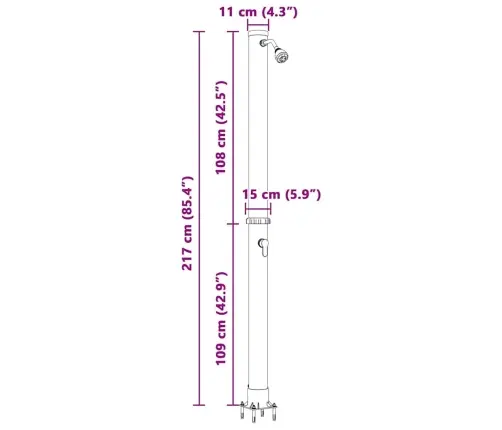 Āra Saules Duša 217 Cm 20 L Vidaxl