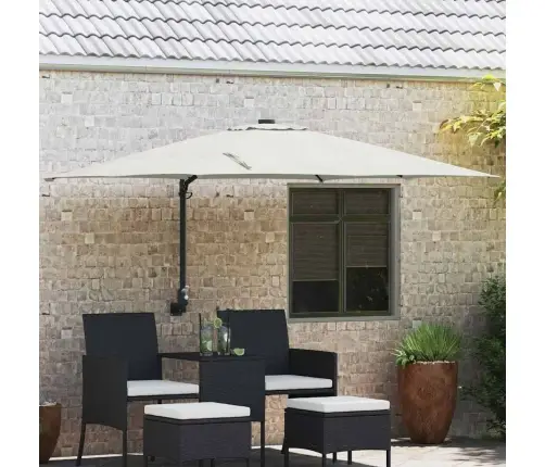 Sienā Piestiprināts Dārza Saulessargs Bēšs, 247 Cm Vidaxl