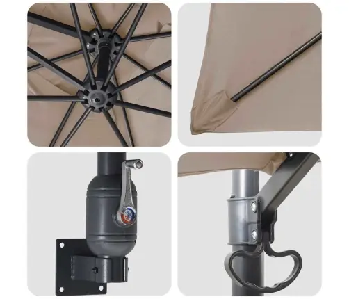 Sienas Montētais Dārza Saules Ložņiks Pelēkbrūnā 247 Cm Vidaxl