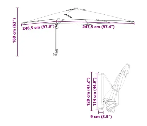 Sienas Montētais Dārza Saules Ložņiks Pelēkbrūnā 247 Cm Vidaxl