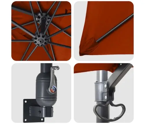 Sodo Skėtis Raudona Ir Juoda 248.5 X 247.5 X 160 Cm