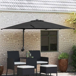 Dārza Parasols Melns Un Melns 248.5 X 247.5 X 160 Cm Vidaxl