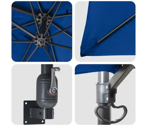 Sienā Uzstādāms Dārza Saules Parasol Azure Zilā 247 Cm Vidaxl