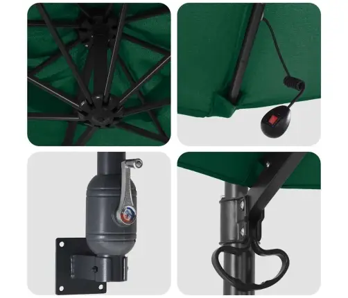 Sienā Montēts Dārza Parasols Ar Led Gaismām, Zaļš, 248 Cm Vidaxl