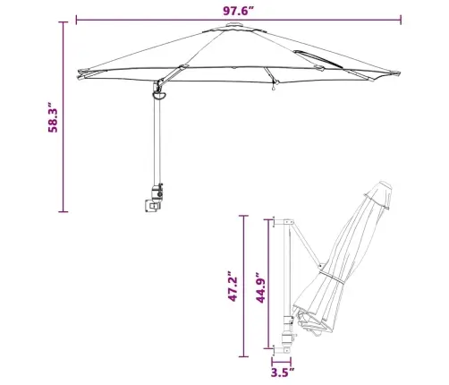 Sienā Montēts Dārza Parasols Ar Led Gaismām, Zaļš, 248 Cm Vidaxl