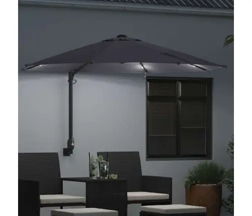 Sienas Dārza Parasols Ar Led Gaismiņām, Antracīts, 248 Cm Vidaxl