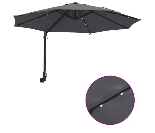 Sienas Dārza Parasols Ar Led Gaismiņām, Antracīts, 248 Cm Vidaxl