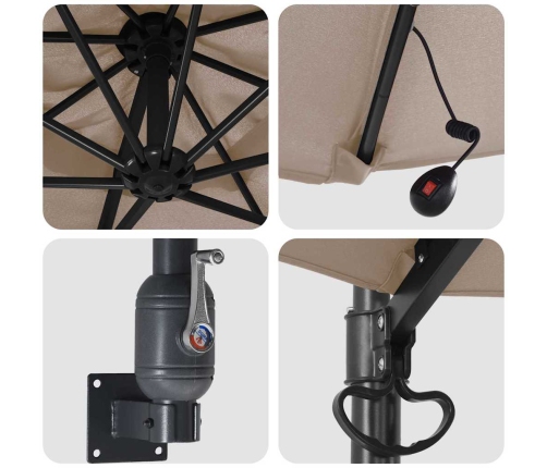 Sienā Montēts Dārza Saulessargs Ar Led Gaismām Taupe 248 Cm Vidaxl