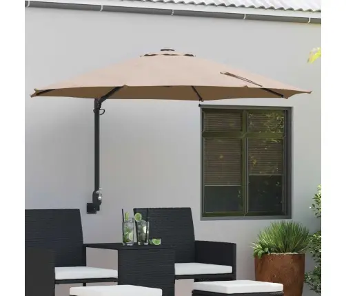 Sodo Skėtis Taupe 248 X 248 X 148 Cm Poliesteris Ir Plienas