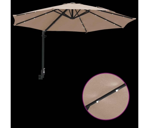 Sienā Montēts Dārza Saulessargs Ar Led Gaismām Taupe 248 Cm Vidaxl
