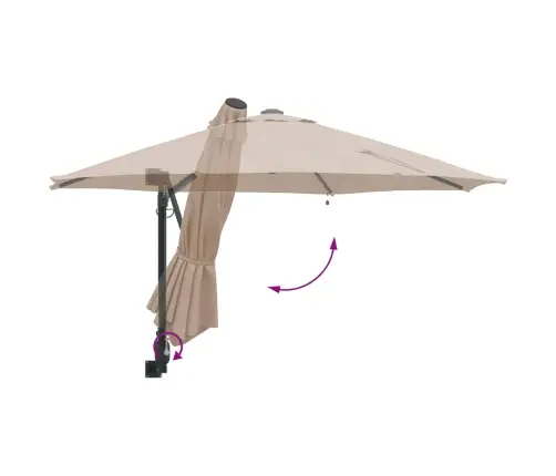 Sodo Skėtis Taupe 248 X 248 X 148 Cm Poliesteris Ir Plienas