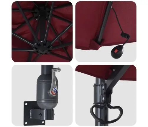 Sodo Skėtis Bordo Raudona 248 X 248 X 148 Cm