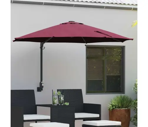 Piestiprināms Dārza Saulessargs Ar Led Gaismām Bordo Krāsā 248 Cm Vidaxl