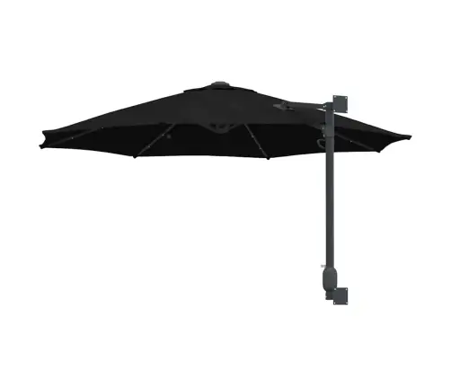 Sienā Stiprināts Dārza Parasols Ar Led Gaismām Melnā Krāsā, 248 Cm Vidaxl