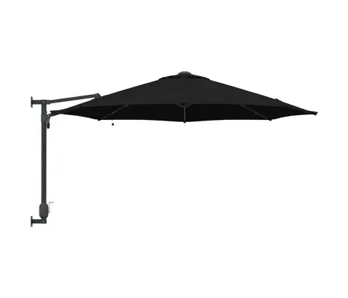 Sienā Stiprināts Dārza Parasols Ar Led Gaismām Melnā Krāsā, 248 Cm Vidaxl