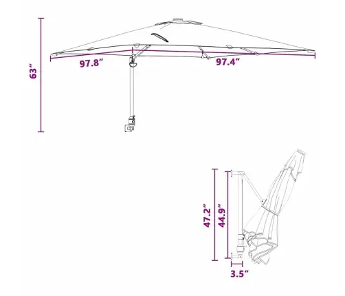 Sodo Skėtis Smėlio 248.5 X 247.5 X 160 Cm Audinys