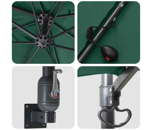 Dārza Parasols Zaļa 248.5 X 247.5 X 160 Cm Audums Vidaxl