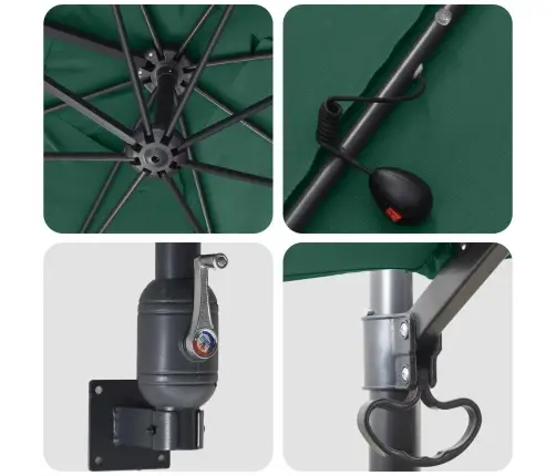 Dārza Parasols Zaļa 248.5 X 247.5 X 160 Cm Audums Vidaxl