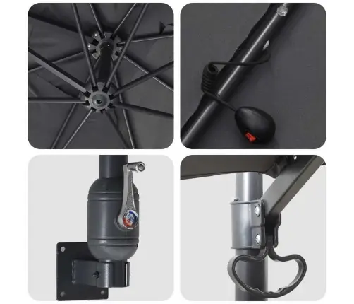 Dārza Parasols Antracīts 248.5 X 247.5 X 160 Cm Audums Vidaxl