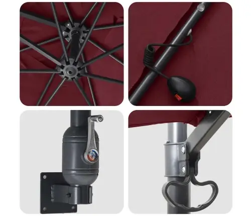 Dārza Parasols Vīnsarkana 248.5 X 247.5 X 160 Cm Audums Vidaxl