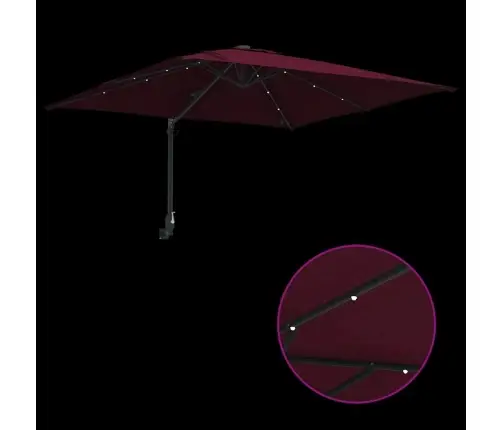 Dārza Parasols Vīnsarkana 248.5 X 247.5 X 160 Cm Audums Vidaxl