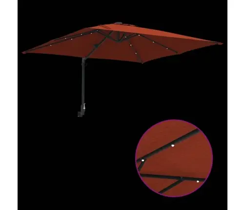 Dārza Parasols Sarkanbrūns 248.5 X 247.5 X 160 Cm Audums Vidaxl