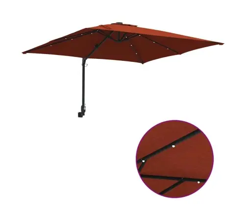 Dārza Parasols Sarkanbrūns 248.5 X 247.5 X 160 Cm Audums Vidaxl