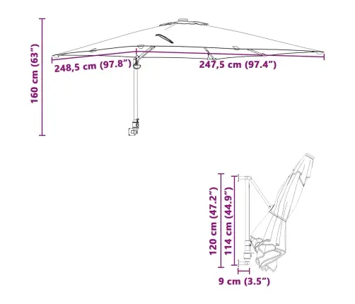 Sodo Skėtis Azurblau 248.5 X 247.5 X 160 Cm Audinys
