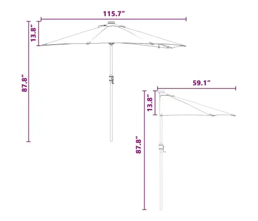 Dārza Parasols Zaļa 294 X 150 X 223 Cm Audums Vidaxl