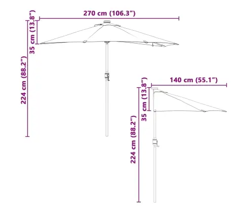 Dārza Parasols Antracīta 294 X 150 X 223 Cm Audums Vidaxl