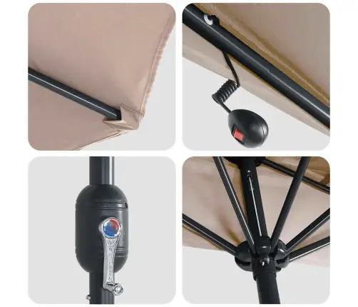 Dārza Parasols Pelēkbrūna 294 X 150 X 223 Cm Audums Vidaxl