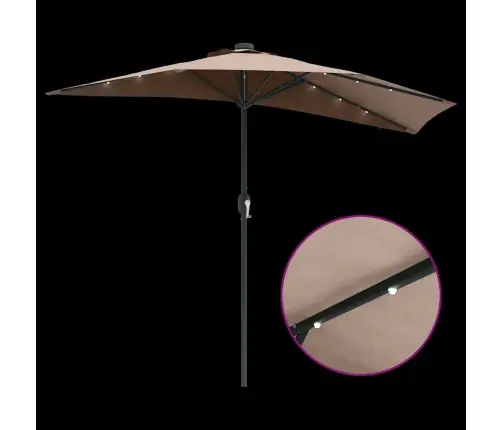 Dārza Parasols Pelēkbrūna 294 X 150 X 223 Cm Audums Vidaxl