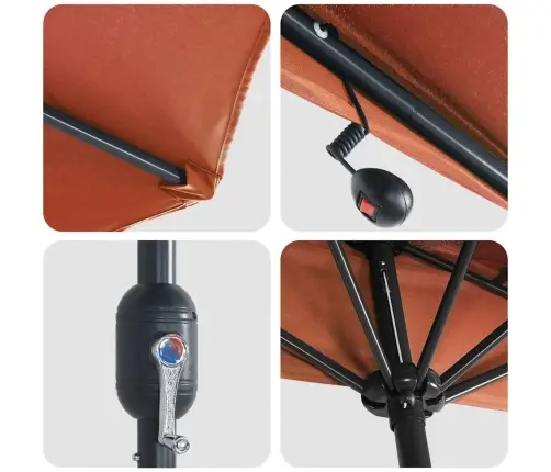 Dārza Parasols Sarkanbrūns 294 X 150 X 223 Cm Audums Vidaxl