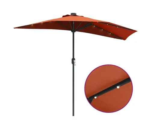 Dārza Parasols Sarkanbrūns 294 X 150 X 223 Cm Audums Vidaxl