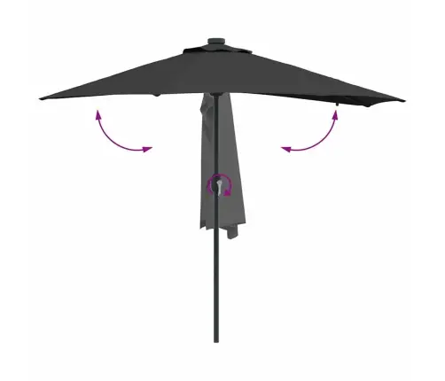 Dārza Parasols Melna 294 X 150 X 223 Cm Audums Vidaxl