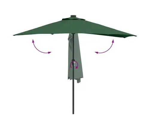 Dārza Pusparasol Zaļa Vidējs Pulvera Pārklāts Alumīnijs Vidaxl