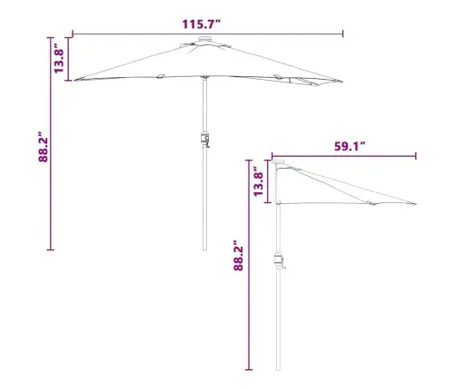 Sodo Pusiau Parasolis Žalia 294 X 150 X 224 Cm Audinys