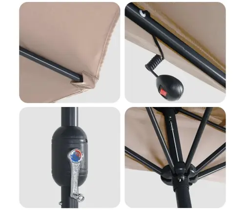 Dārza Parasols Pelēkbrūna 294 X 150 X 224 Cm Audums Vidaxl