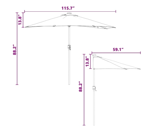 Dārza Parasols Sarkanbrūns 294 X 150 X 224 Cm Audums Vidaxl