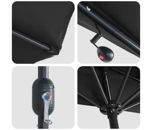 Sodo Skėtis Juoda 294 X 150 X 224 Cm Poliesteris Ir Plienas