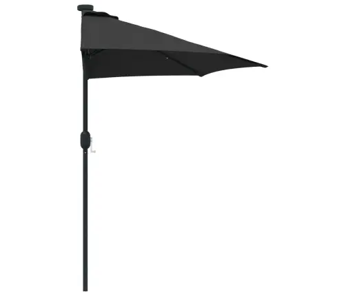 Sodo Skėtis Juoda 294 X 150 X 224 Cm Poliesteris Ir Plienas