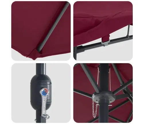 Dārza Parasols Vīnsarkana 385 X 209 X 244 Cm Audums Vidaxl