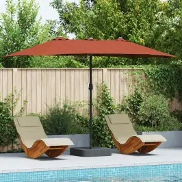Dārza Parasols Sarkanbrūns 385 X 209 X 244 Cm Audums Vidaxl