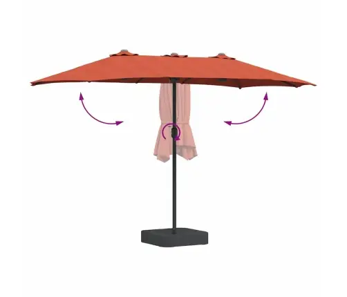 Dārza Parasols Sarkanbrūns 385 X 209 X 244 Cm Audums Vidaxl