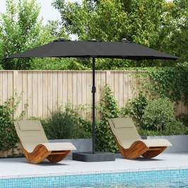 Dārza Parasols Melna 385 X 209 X 244 Cm Audums Vidaxl